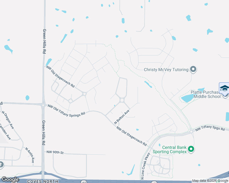 map of restaurants, bars, coffee shops, grocery stores, and more near 9320 North Robinhood Avenue in Kansas City