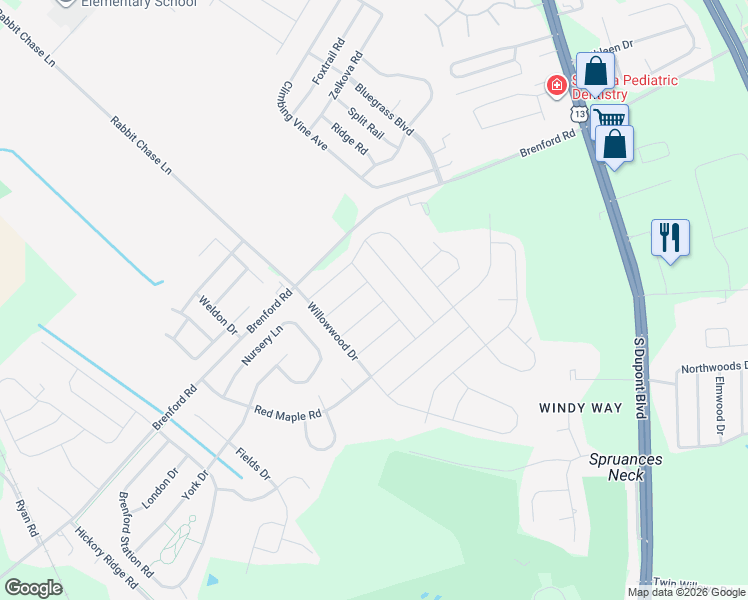 map of restaurants, bars, coffee shops, grocery stores, and more near 102 Tulip Drive in Smyrna