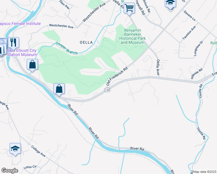map of restaurants, bars, coffee shops, grocery stores, and more near 2632 Frederick Road in Catonsville