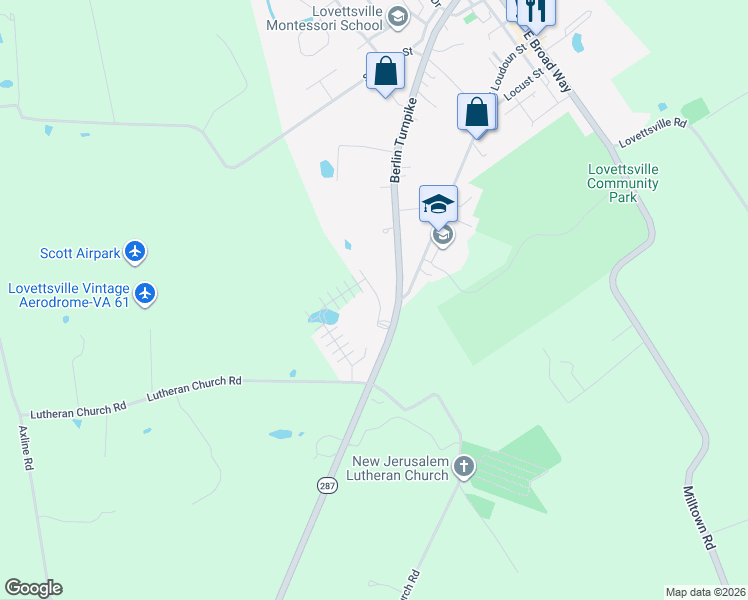 map of restaurants, bars, coffee shops, grocery stores, and more near 12745 Berlin Turnpike in Lovettsville