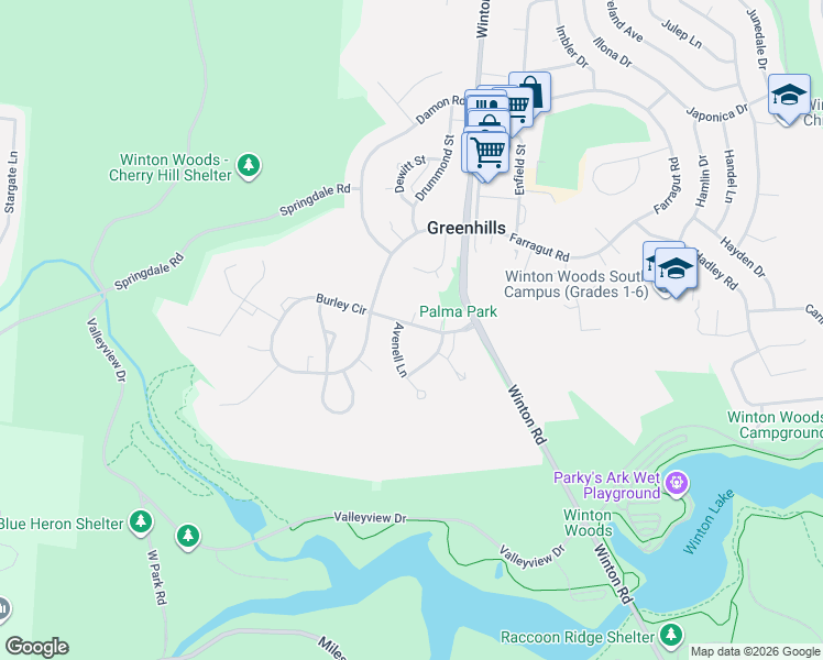 map of restaurants, bars, coffee shops, grocery stores, and more near 19 Andover Road in Cincinnati