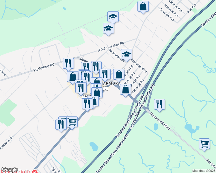 map of restaurants, bars, coffee shops, grocery stores, and more near 11 Route 9 in Marmora