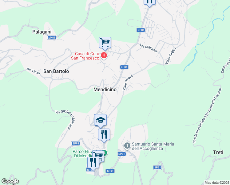 map of restaurants, bars, coffee shops, grocery stores, and more near 4 Via Carlo Alberto Dalla Chiesa in Mendicino