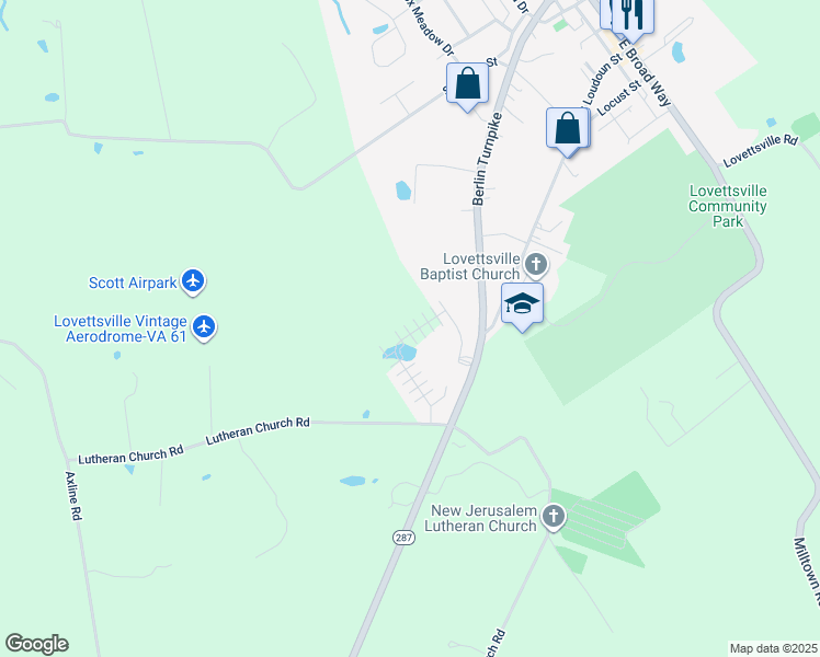 map of restaurants, bars, coffee shops, grocery stores, and more near 57 Harpers Mill Way in Lovettsville