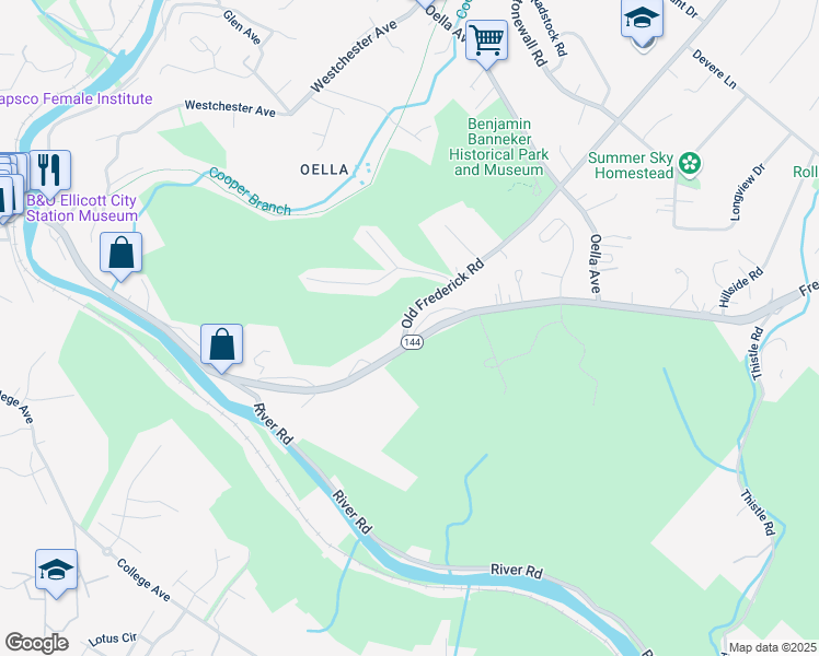 map of restaurants, bars, coffee shops, grocery stores, and more near 2628 Old Frederick Road in Catonsville