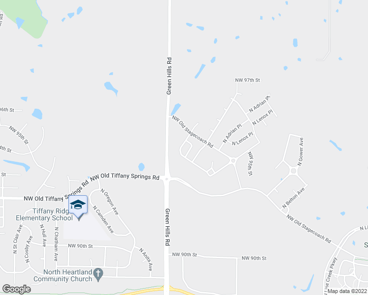 map of restaurants, bars, coffee shops, grocery stores, and more near 9411 North Amoret Avenue in Kansas City