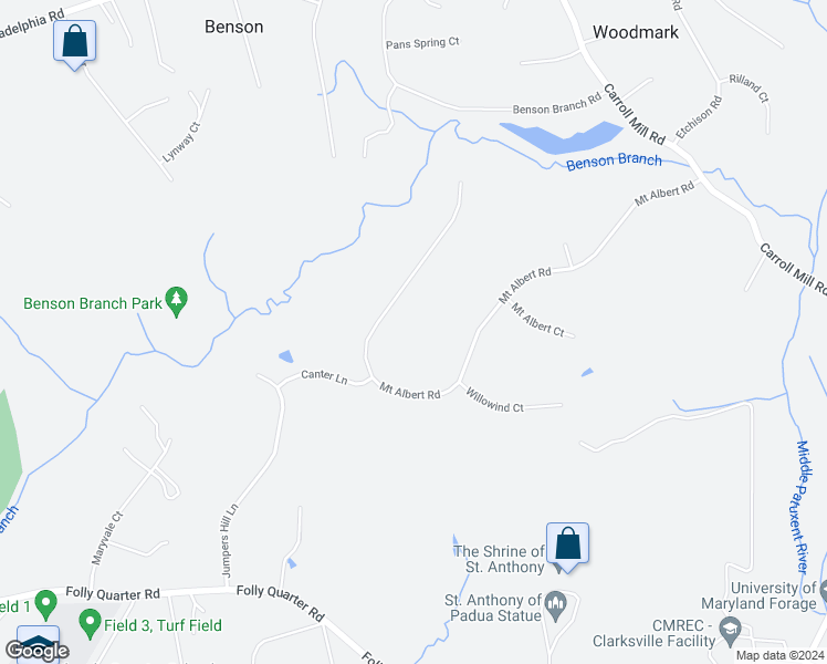 map of restaurants, bars, coffee shops, grocery stores, and more near 12212 Mount Albert Road in Ellicott City