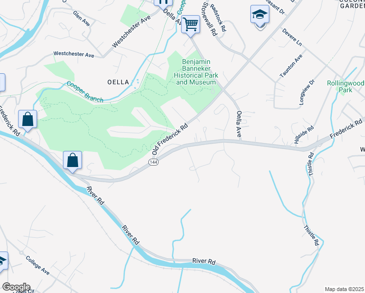 map of restaurants, bars, coffee shops, grocery stores, and more near 2623 Frederick Road in Catonsville