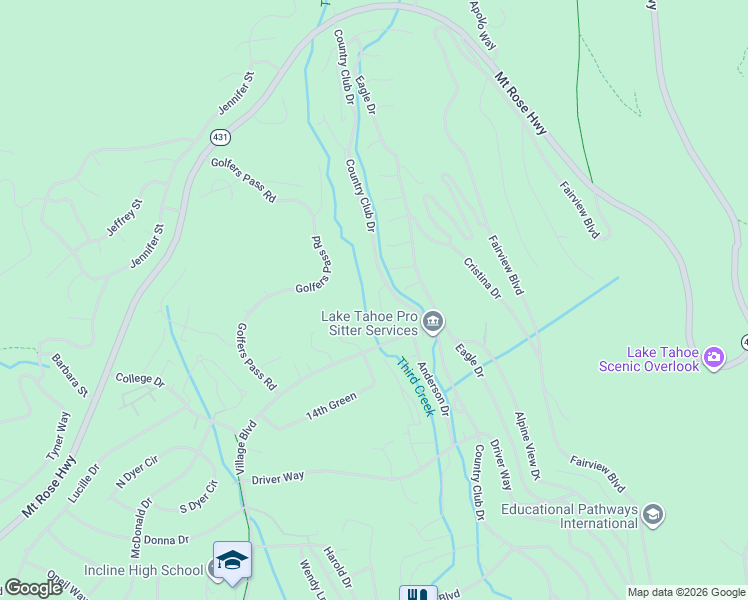 map of restaurants, bars, coffee shops, grocery stores, and more near 945 Miners Ridge Court in Incline Village