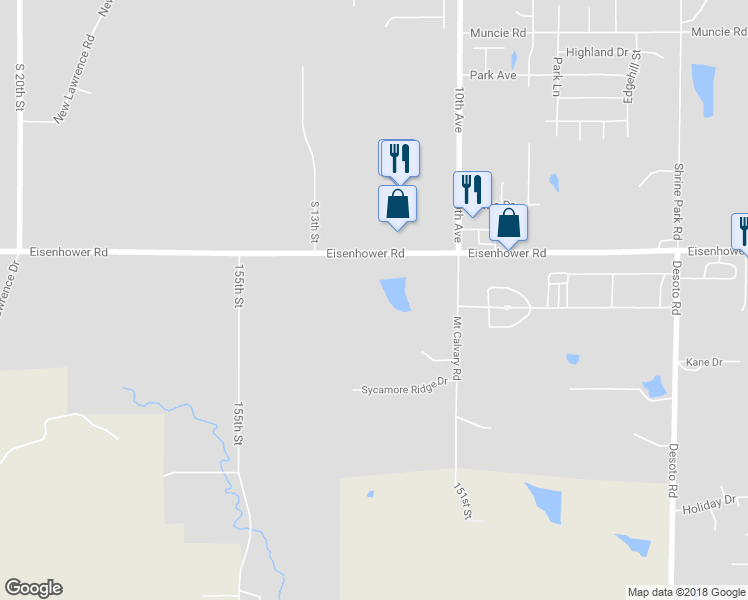 map of restaurants, bars, coffee shops, grocery stores, and more near 1517 Eisenhower Road in Lansing