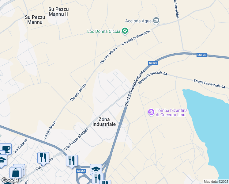 map of restaurants, bars, coffee shops, grocery stores, and more near Strada Ex Provinciale Quartucciu - Ga in Zona Industriale