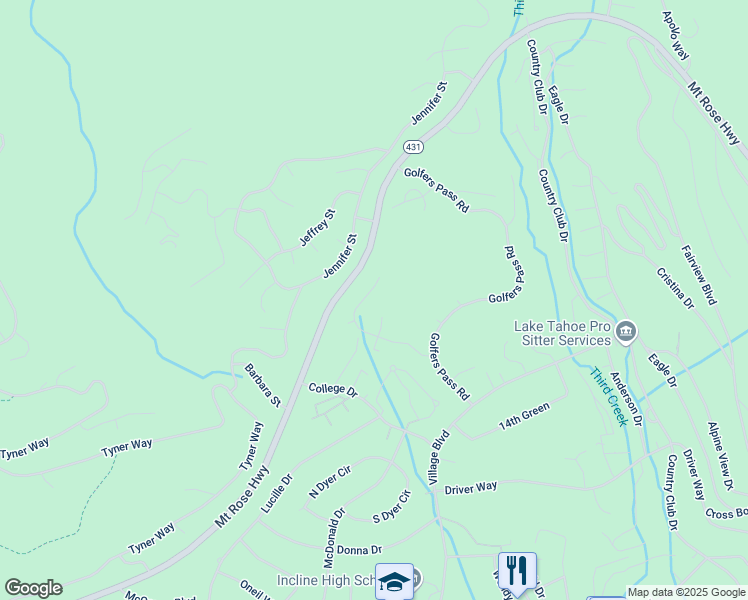 map of restaurants, bars, coffee shops, grocery stores, and more near 680 Titlist Drive in Incline Village