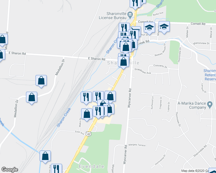 map of restaurants, bars, coffee shops, grocery stores, and more near 3331 McGrew Street in Cincinnati