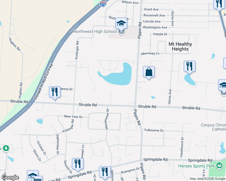 map of restaurants, bars, coffee shops, grocery stores, and more near 2928 Struble Road in Cincinnati