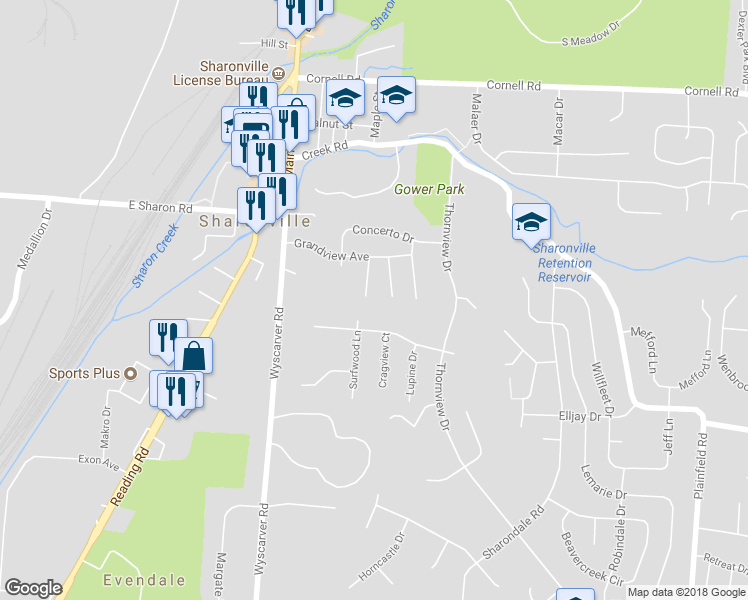 map of restaurants, bars, coffee shops, grocery stores, and more near 10912 Aztec Court in Cincinnati
