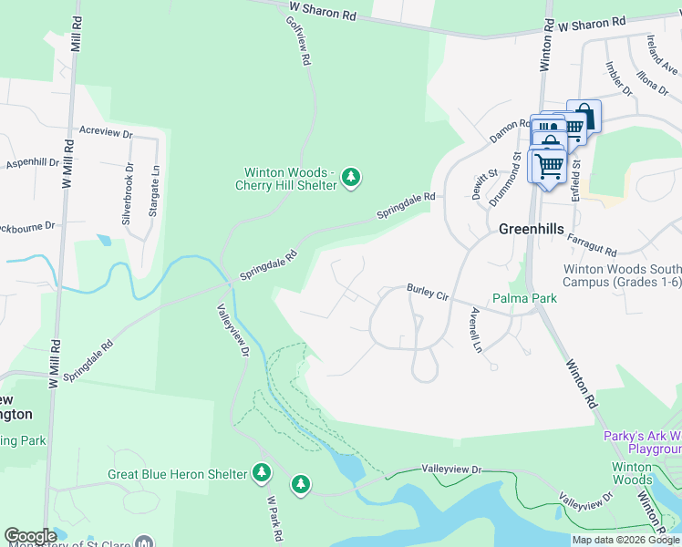 map of restaurants, bars, coffee shops, grocery stores, and more near 25 Beckford Drive in Cincinnati