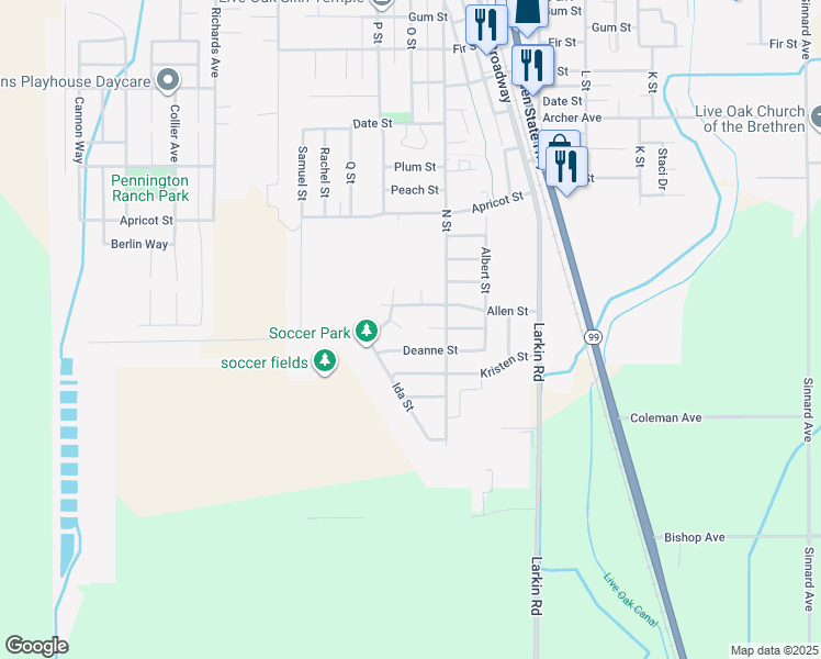 map of restaurants, bars, coffee shops, grocery stores, and more near 2777 Wells Court in Live Oak