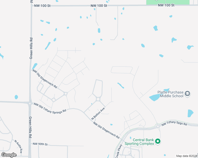 map of restaurants, bars, coffee shops, grocery stores, and more near 3510 Northwest 95th Street in Kansas City