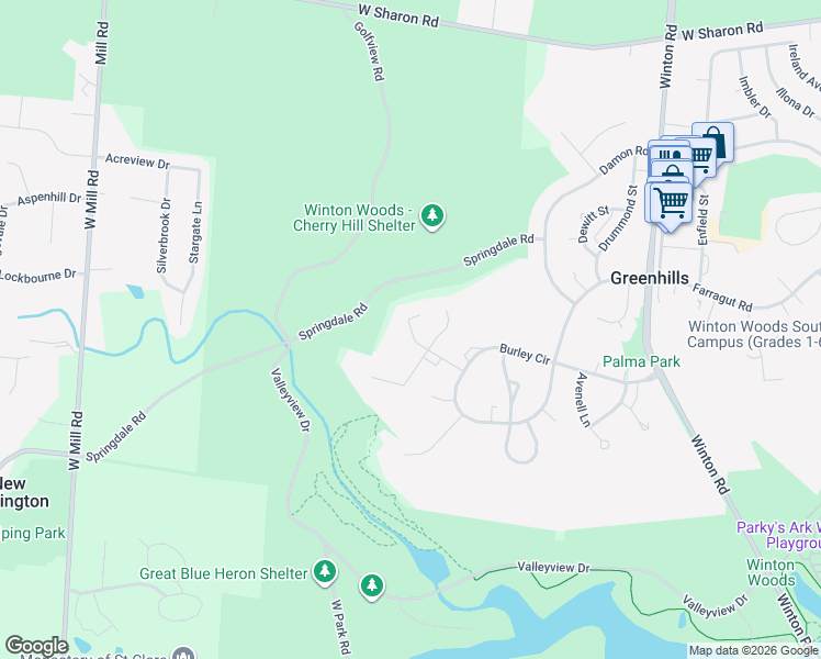 map of restaurants, bars, coffee shops, grocery stores, and more near 25 Beckford Drive in Cincinnati