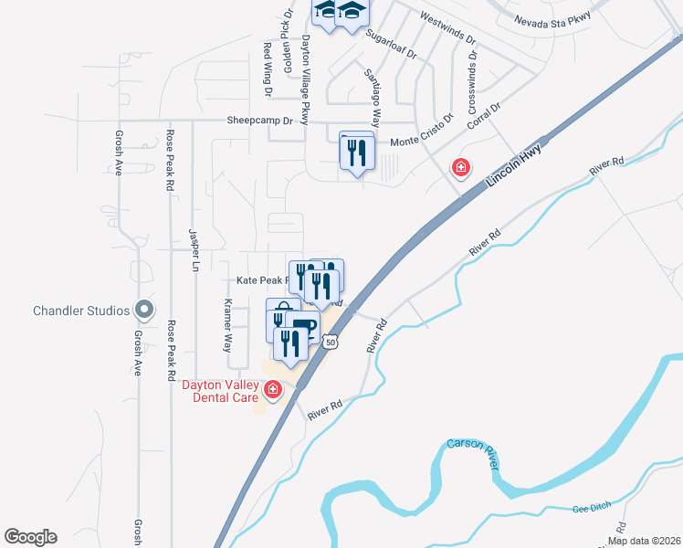 map of restaurants, bars, coffee shops, grocery stores, and more near 8 Retail Rd in Dayton