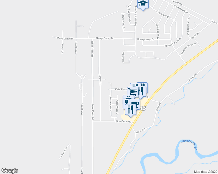 map of restaurants, bars, coffee shops, grocery stores, and more near 30 Kate Peak Court in Dayton