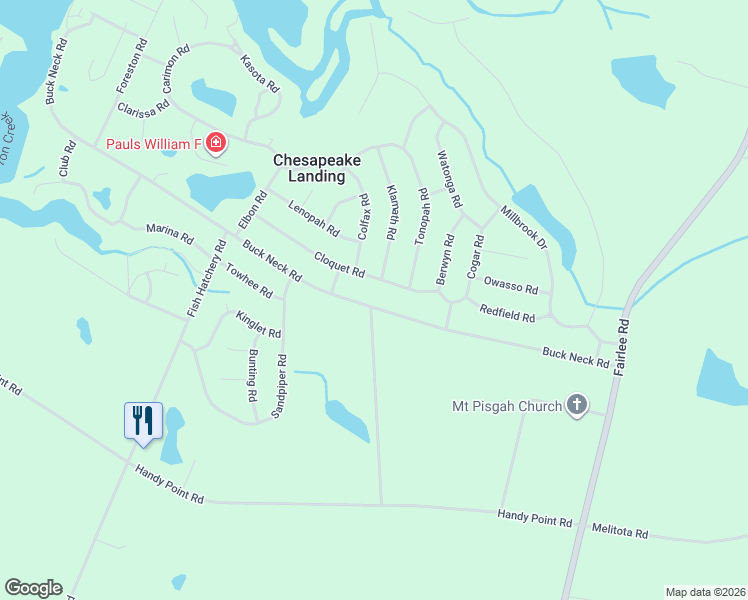 map of restaurants, bars, coffee shops, grocery stores, and more near 23524 Buck Neck Road in Chestertown