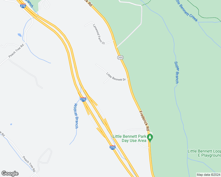 map of restaurants, bars, coffee shops, grocery stores, and more near 25004 Little Bennett Court in Clarksburg