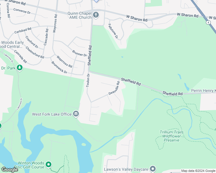 map of restaurants, bars, coffee shops, grocery stores, and more near 451 Ballyclare Terrace in Cincinnati