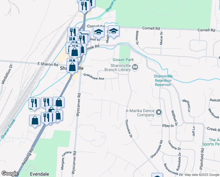 map of restaurants, bars, coffee shops, grocery stores, and more near 10912 Aztec Court in Cincinnati
