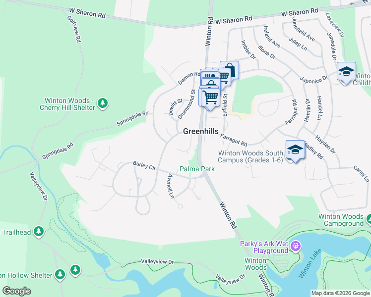 map of restaurants, bars, coffee shops, grocery stores, and more near 17 Chalmers Lane in Cincinnati