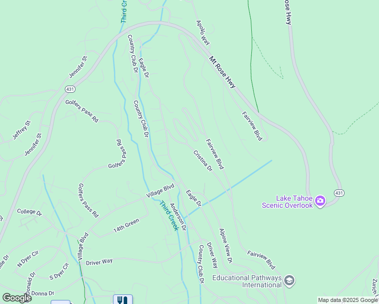 map of restaurants, bars, coffee shops, grocery stores, and more near 707 Cristina Drive in Incline Village