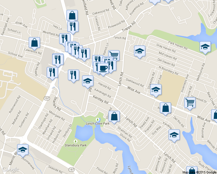 map of restaurants, bars, coffee shops, grocery stores, and more near 7864 Harold Road in Dundalk