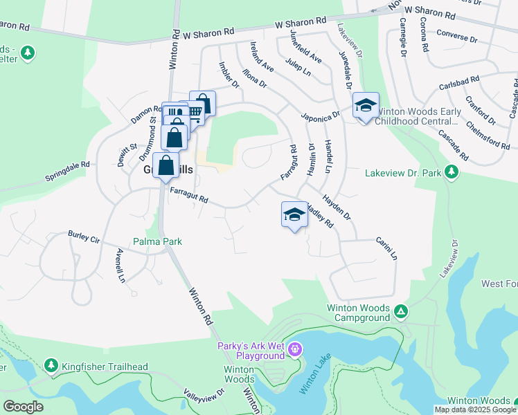 map of restaurants, bars, coffee shops, grocery stores, and more near 138 Farragut Road in Cincinnati