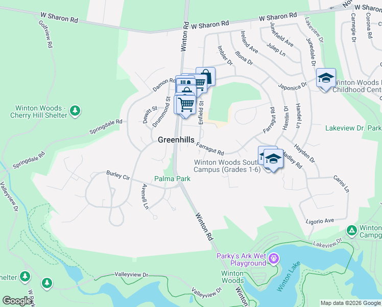 map of restaurants, bars, coffee shops, grocery stores, and more near in Cincinnati