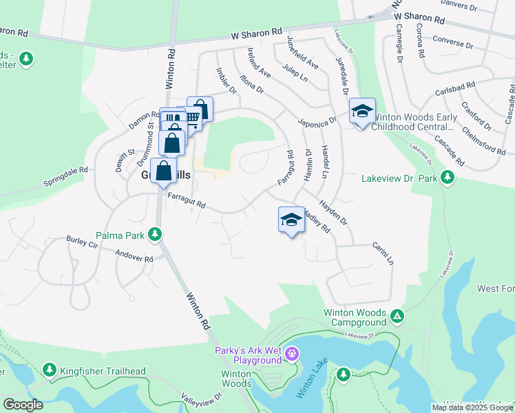 map of restaurants, bars, coffee shops, grocery stores, and more near 138 Farragut Road in Cincinnati