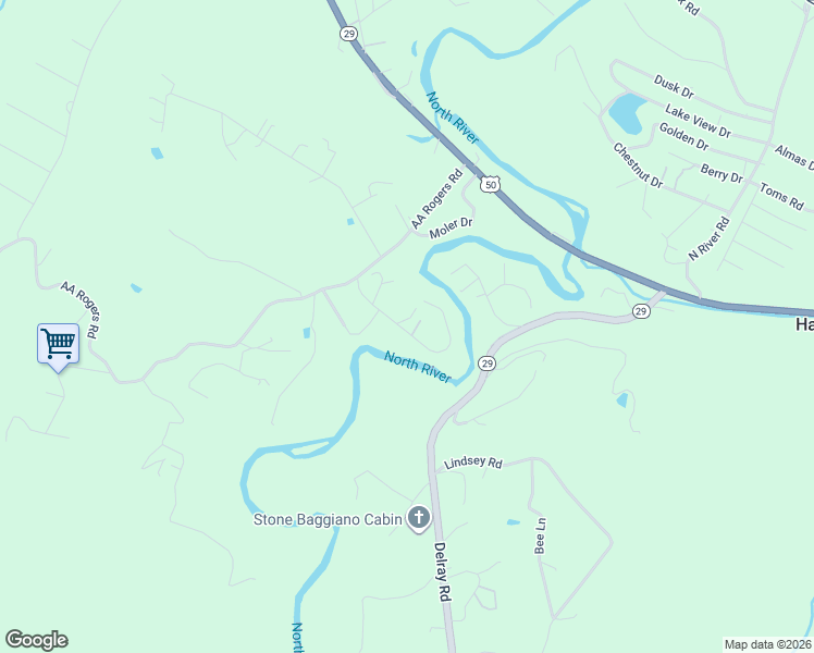 map of restaurants, bars, coffee shops, grocery stores, and more near 165 Queen Drive in Augusta
