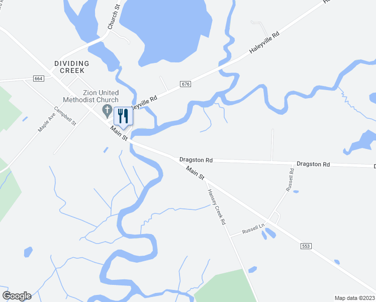 map of restaurants, bars, coffee shops, grocery stores, and more near 1033 Dragston Road in Cumberland County