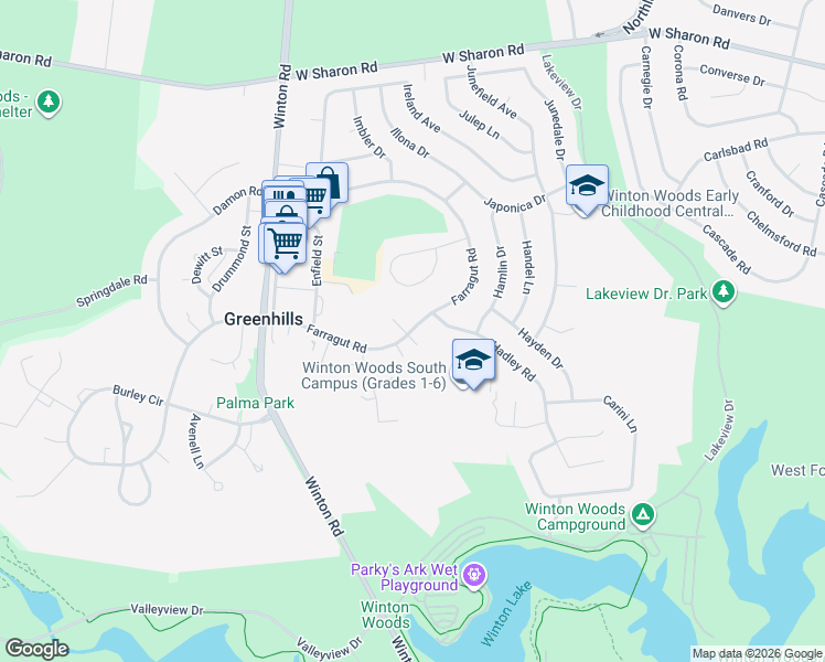 map of restaurants, bars, coffee shops, grocery stores, and more near 138 Farragut Road in Cincinnati