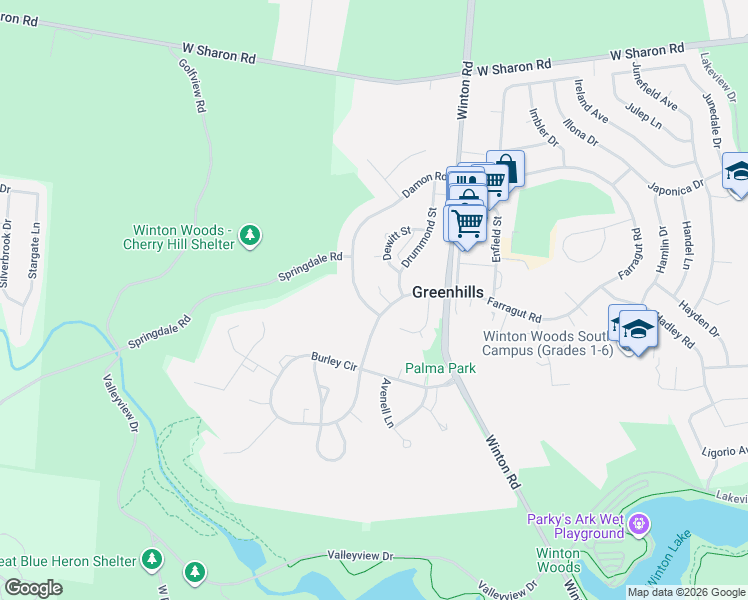 map of restaurants, bars, coffee shops, grocery stores, and more near 75 Damon Road in Cincinnati