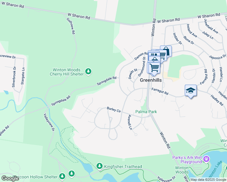 map of restaurants, bars, coffee shops, grocery stores, and more near 70 Damon Road in Cincinnati