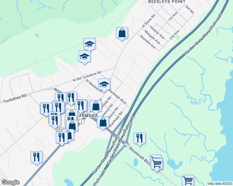 map of restaurants, bars, coffee shops, grocery stores, and more near 114 Norwood Road in Marmora