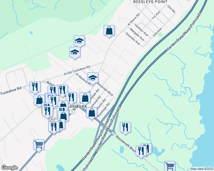 map of restaurants, bars, coffee shops, grocery stores, and more near 114 Norwood Road in Marmora