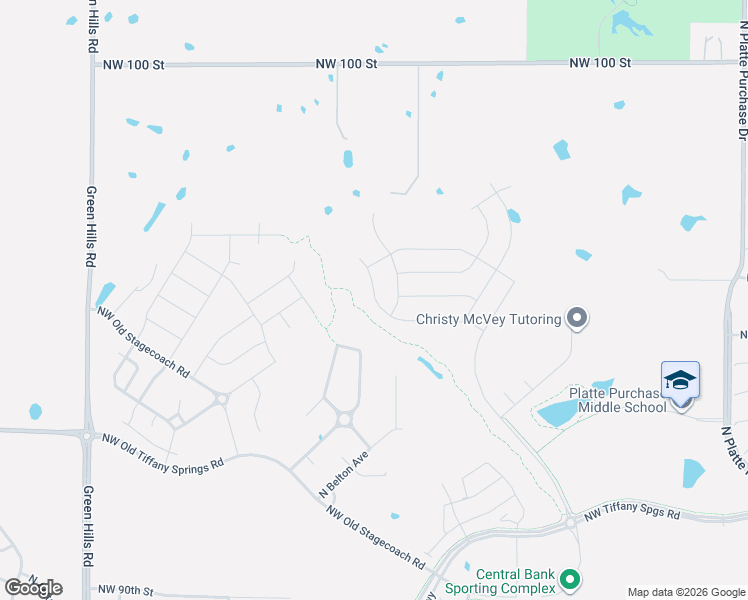 map of restaurants, bars, coffee shops, grocery stores, and more near 3500 Northwest 95th Street in Kansas City