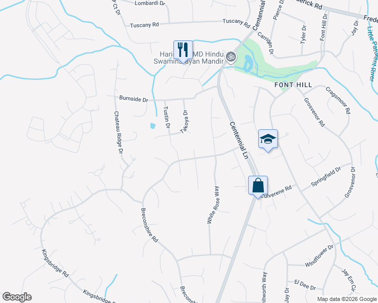 map of restaurants, bars, coffee shops, grocery stores, and more near 10206 Brightstone Place in Ellicott City