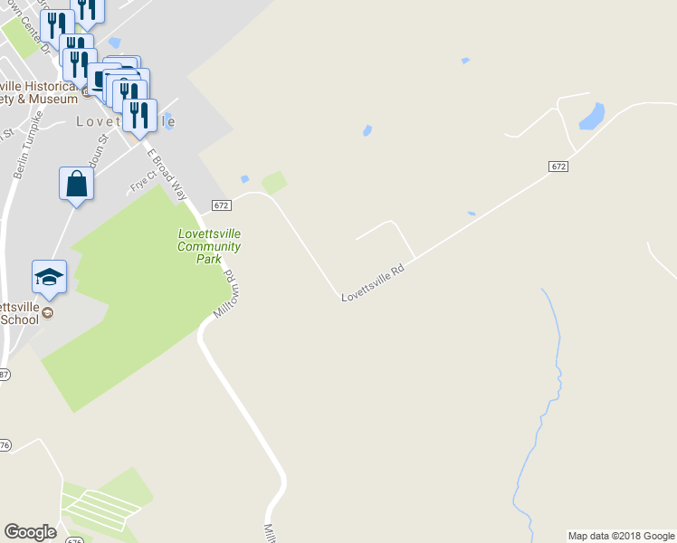 map of restaurants, bars, coffee shops, grocery stores, and more near 39708 Lovettsville Rd in Lovettsville