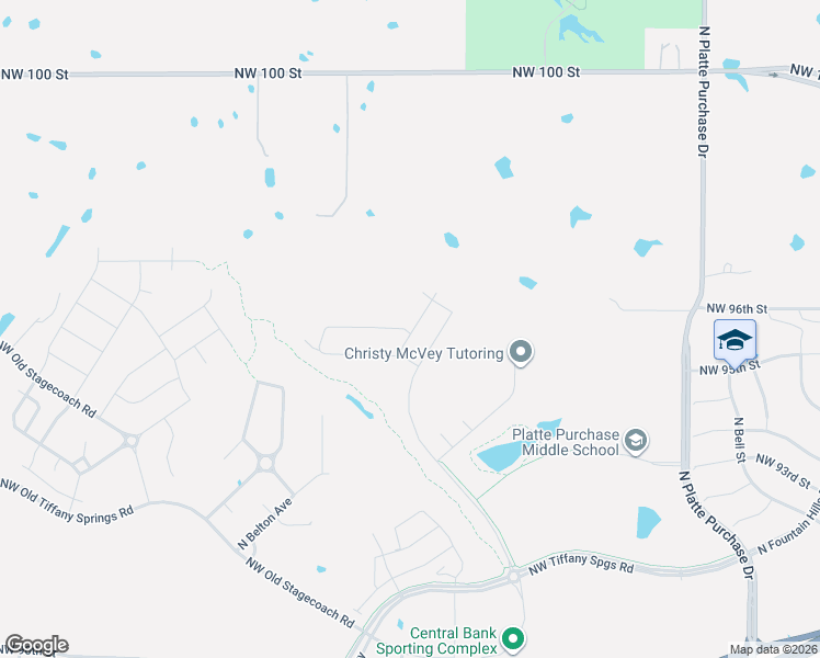 map of restaurants, bars, coffee shops, grocery stores, and more near 3201 Northwest 100 Street in Kansas City
