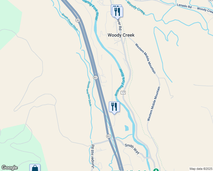 map of restaurants, bars, coffee shops, grocery stores, and more near 26 Twining Flats Rd in Aspen