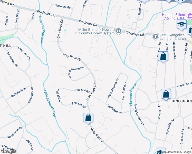 map of restaurants, bars, coffee shops, grocery stores, and more near 3801 Graceland Court in Ellicott City