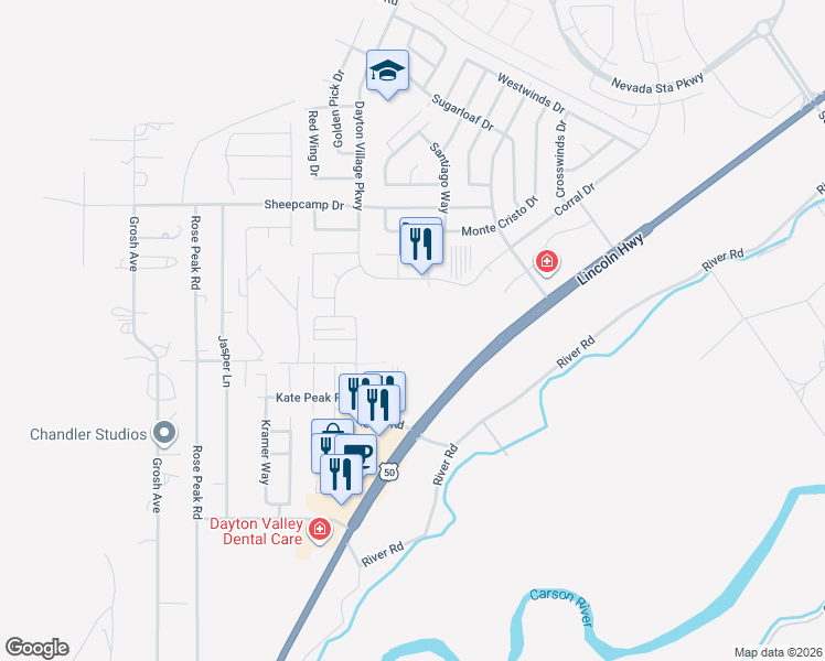 map of restaurants, bars, coffee shops, grocery stores, and more near 8 Retail Road in Dayton