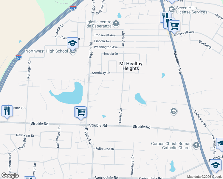 map of restaurants, bars, coffee shops, grocery stores, and more near 2615 Jodylynn Court in Cincinnati